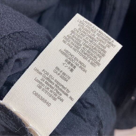 Free People Mia Gauze Floral Embroidered Boho Pockets V Neck Black Mini Dress - Picture 13 of 16